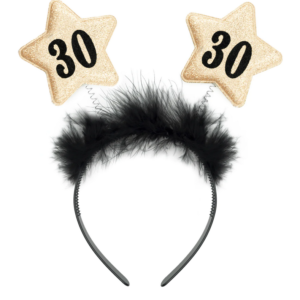 Opaska czarna ze złotymi gwiazdkami 30 urodziny