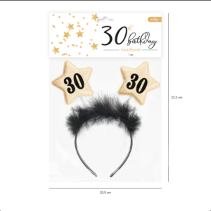 Opaska czarna ze złotymi gwiazdkami 30 urodziny