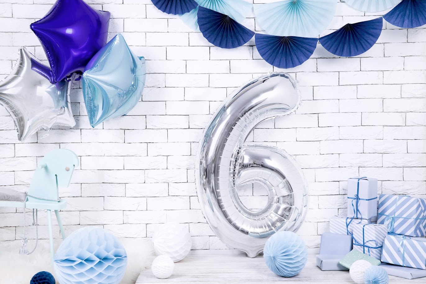 Balon Foliowy Cyfra 6, kolor srebrny, 86 cm • Balon Foliowy Cyfra 6, kolor srebrny, 86 cm • Hel: Bez helu.