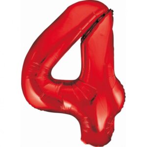 Balon foliowy Cyfra 4, kolor czerwony,  85cm