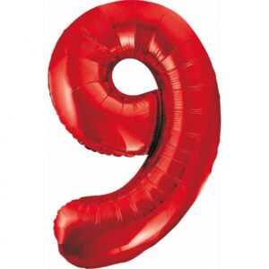 Balon foliowy Cyfra 9, kolor czerwony,  85cm