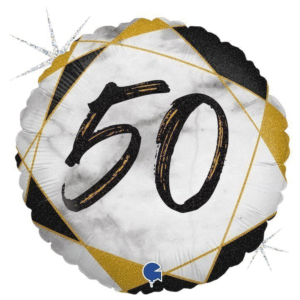 Balon foliowy pastylka „50” marmurek czarny