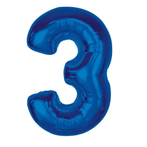 Balon Foliowy Cyfra  3, kolor niebieski, 92 cm