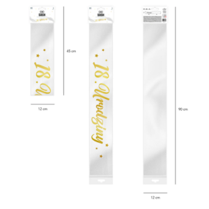 Szarfa 18 urodziny – biała