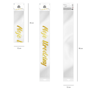 Szarfa Moje urodziny – biała