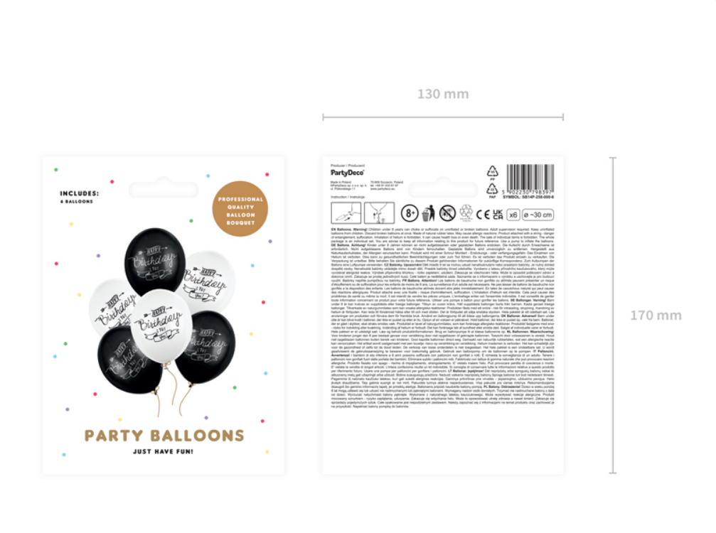 Balony 30cm, Happy Birthday