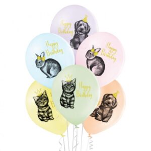 Balony lateksowe Birthday pets 6szt