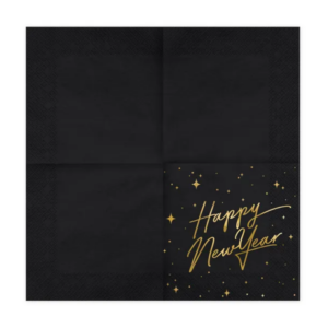 Serwetki Happy New Year, czarne
