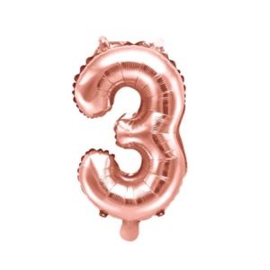 Balon foliowy Cyfra 3 złoty róż 35cm