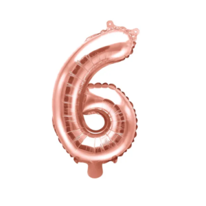 Balon foliowy Cyfra 6 złoty róż 35cm