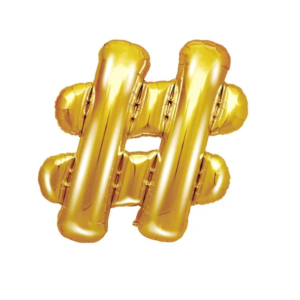 Balon foliowy znak #, 35cm, złoty