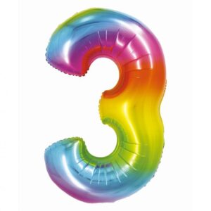 Balon Foliowy Cyfra 3, kolor tęczowy, 76cm