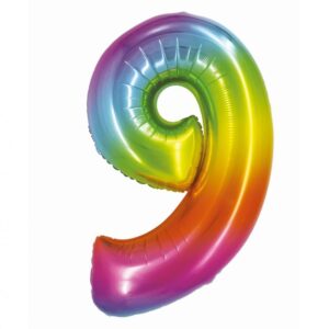 Balon Foliowy Cyfra 9, kolor tęczowy, 76cm