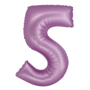 Balon foliowy Cyfra 5, kolor matowy lawendowy, 76cm