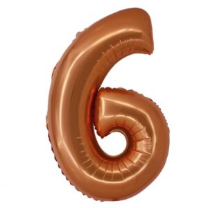 Balon foliowy Cyfra 6, kolor miedziany, 76cm