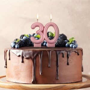 Świeczka B&C cyferka, 30, metalik różowo-złota, 8.0 cm