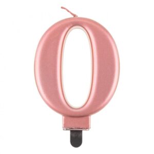 Świeczka B&C cyfra 0, metalik złoty-róż, 8cm
