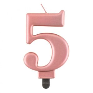 Świeczka B&C cyfra 5, metalik złoty-róż, 8cm