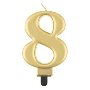 Świeczka B&C cyfra 8, metalik złota, 8cm