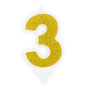 Świeczka Cyfra 3 złota – brokat