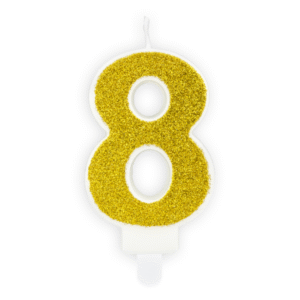 Świeczka Cyfra 8 złota – brokat