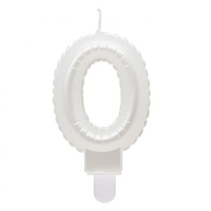 Świeczka cyfra 0 biała