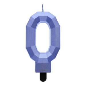 Świeczka cyfra 0 – Diament, metalik ciemnoniebieski, 7.6 cm
