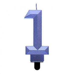 Świeczka cyfra 1 – Diament, metalik ciemnoniebieski, 7.6 cm