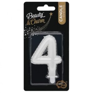 Świeczka cyfra 4 biała