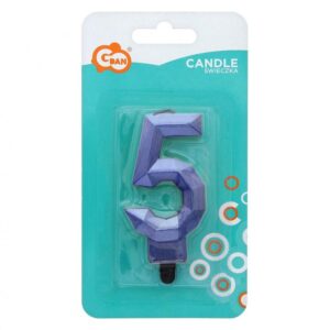 Świeczka cyfra 5 – Diament, metalik ciemnoniebieski, 7.6 cm