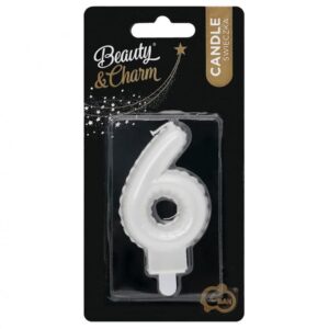 Świeczka cyfra 6 biała