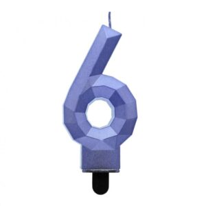 Świeczka cyfra 6 – Diament, metalik ciemnoniebieski, 7.6 cm