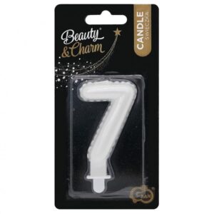 Świeczka cyfra 7 biała