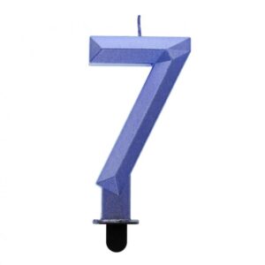 Świeczka cyfra 7 – Diament, metalik ciemnoniebieski, 7.6 cm