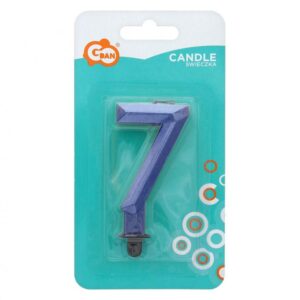 Świeczka cyfra 7 – Diament, metalik ciemnoniebieski, 7.6 cm