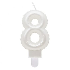 Świeczka cyfra 8 biała