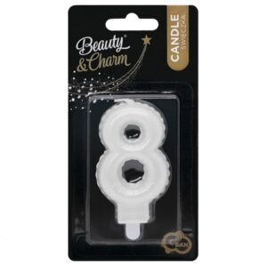 Świeczka cyfra 8 biała