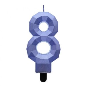 Świeczka cyfra 8 – Diament, metalik ciemnoniebieski, 7.6 cm