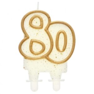 Świeczka cyfra 80  złoty kontur