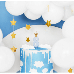 Świeczka urodzinowa Cyfra 8 z koroną, jasny niebieski