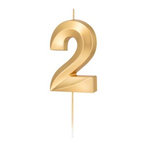 Świeczka złota metaliczna geometryczna cyfra 2
