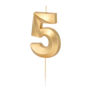 Świeczka złota metaliczna geometryczna cyfra 5