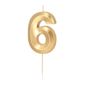 Świeczka złota metaliczna geometryczna cyfra 6