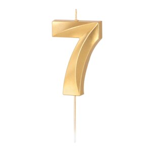 Świeczka złota metaliczna geometryczna cyfra 7