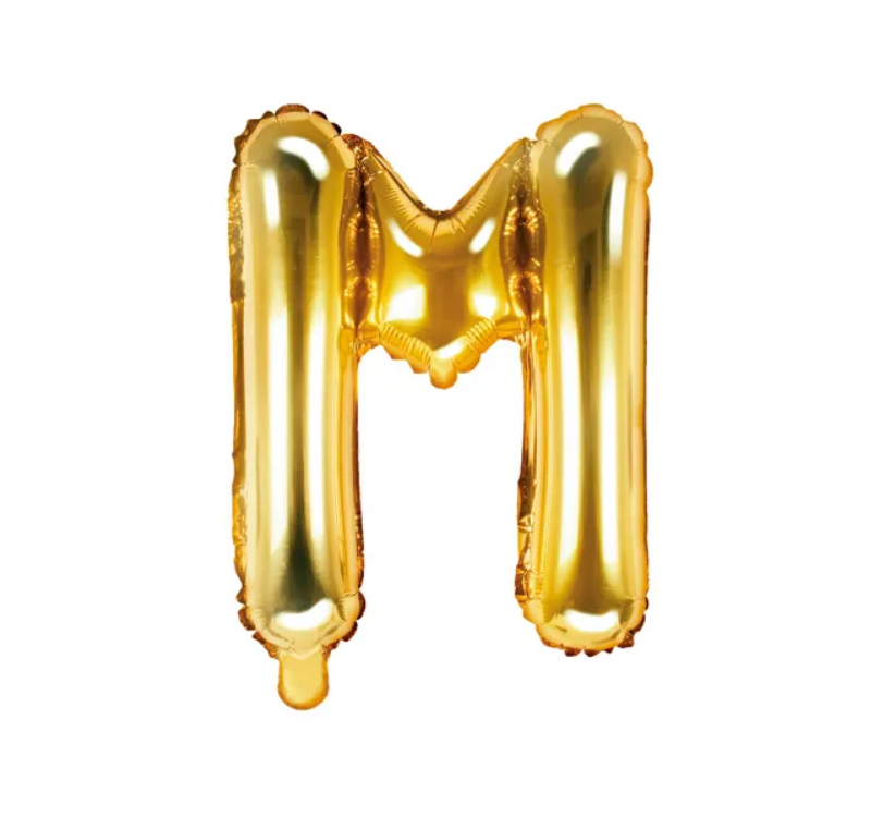 Balon foliowy litera „M” złoto 35cm