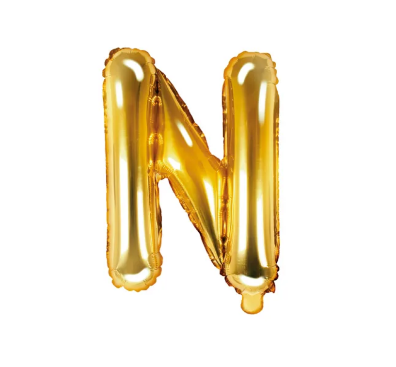 Balon foliowy litera „N” złoto 35cm
