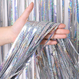 Kurtyna srebrna brokatowa 100×250 cm