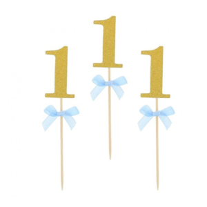 Pikery na babeczki Roczek, niebieskie, 10 szt