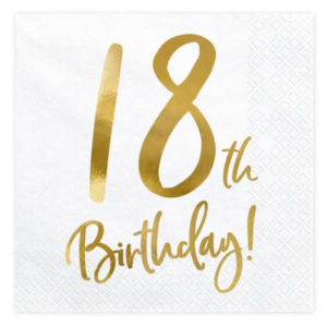 Serwetki 18th Birthday, biały,