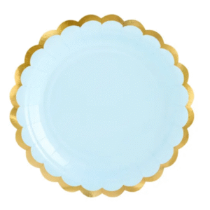 Talerzyki niebieskie z obramówką złotą